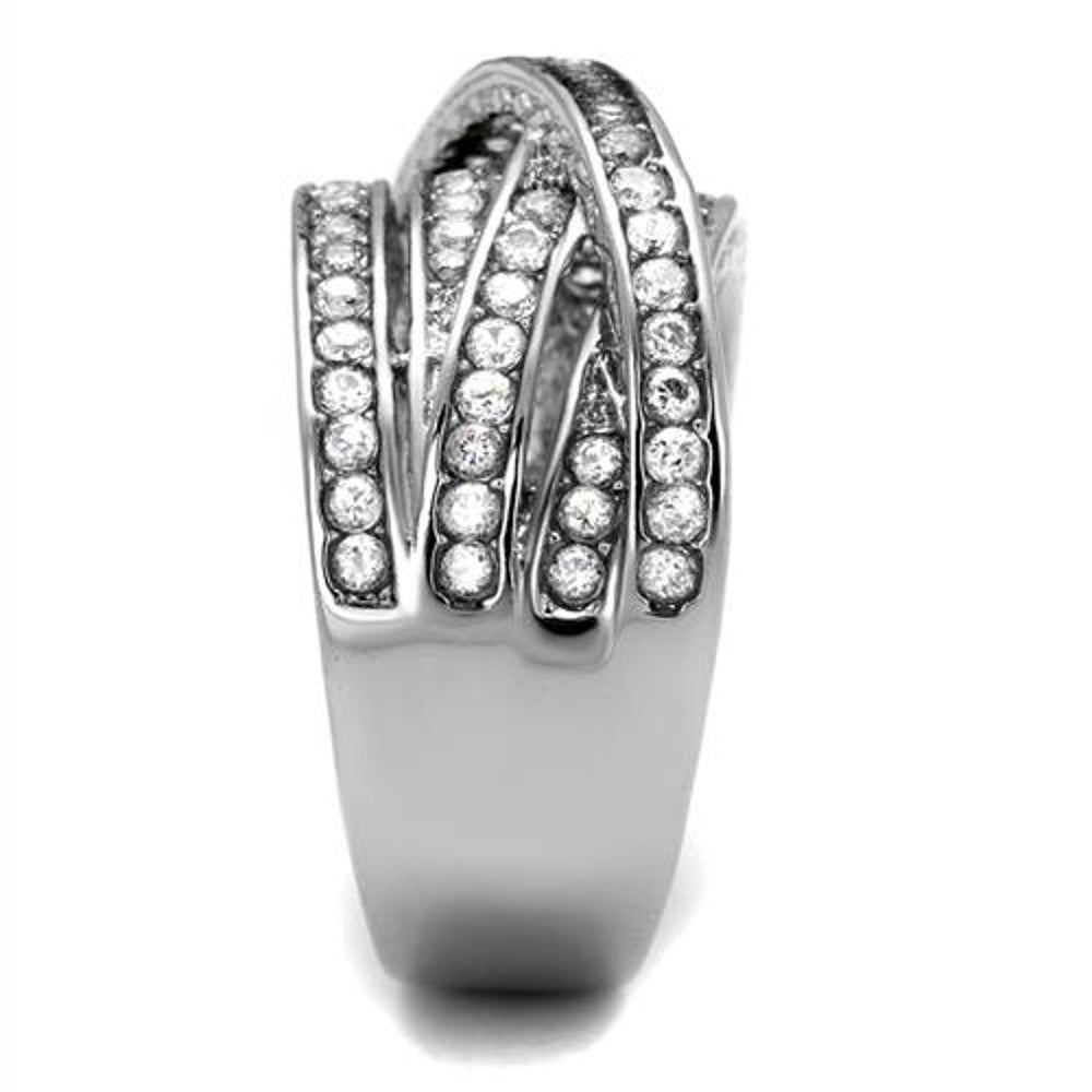 ARTK2096 Stainless Steel Women's Round Cut Cubic Zirconia Anniversary Ring Size 5-10